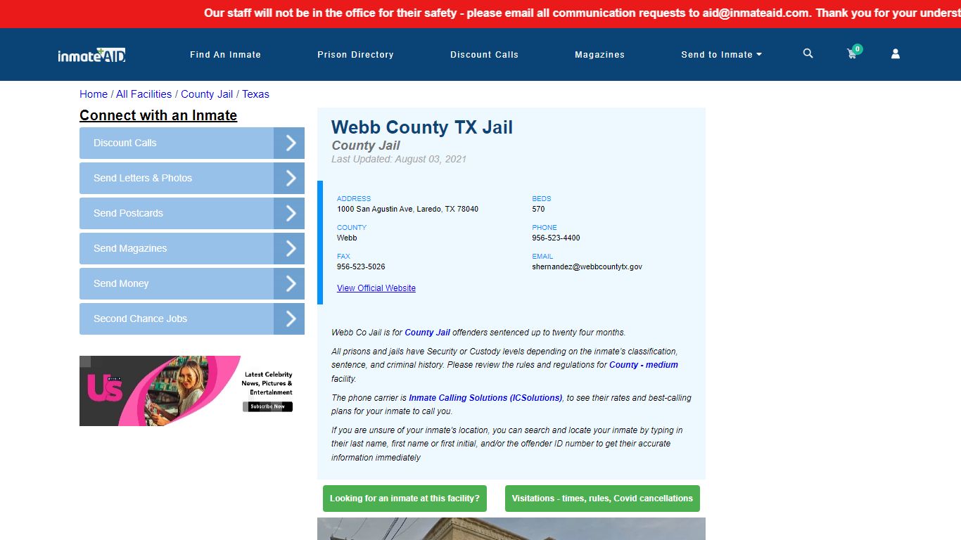 Webb County TX Jail - Inmate Locator - Laredo, TX